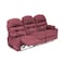 In House Velvet Triple Cinematic Recliner Chair With Cups Holder - Dark Pink - NZ80