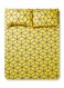Rishahome 3-Piece Printed Flat Sheet Set Cotton Queen Size 180 TC 41086 Marigold Yellow