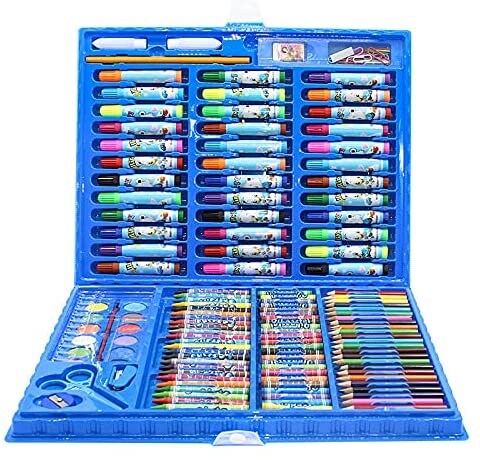 Generic Drawing Set, Art Set, 150 Pieces, Includes Drawing Wax, Crayons, Watercolour Pen, Paintng Oil Pastel And Accessories (Black)