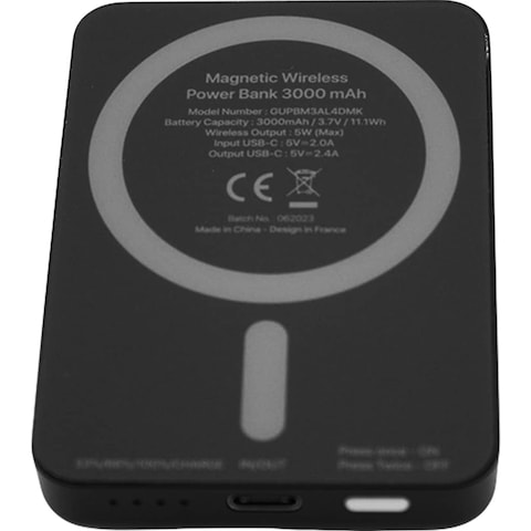 Guess GUPBM3A L4DMK Black 3000mAh Wireless Power Bank