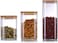 1CHASE&reg; Square Glass Storage Jar with Air tight Bamboo Lid, Borosilicate Kitchen Food Storage Container Set for Candy Cookie Rice Sugar Flour Pasta Nuts,Set of 2Pcs 1100 ML