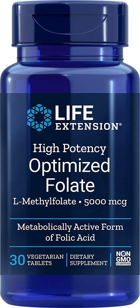 Buy Life Extension High Potency Optimized Folate 30 Vegetarian Tablets ...