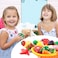 AMOSTING Kids Pretend Food Play Kitchen Toys for Kids, Plastic Food Fruit Cutting Set for Kids Play Kitchen Set, 37 Piece Kitchen Play Food for Kids Learning Gifts Early Educational Toys