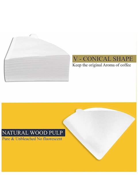 Mibru Coffee Filters V60 Cone Paper White Natural 100Pcs 1-2 Cups Size 01