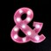 LED Marquee Ampersand Light Sign Wooden Pink (&amp;) 25cm