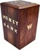 Creative Antique Design Money Box for Kids and Adult Wooden Handmade Square Long Butterfly Inlaid