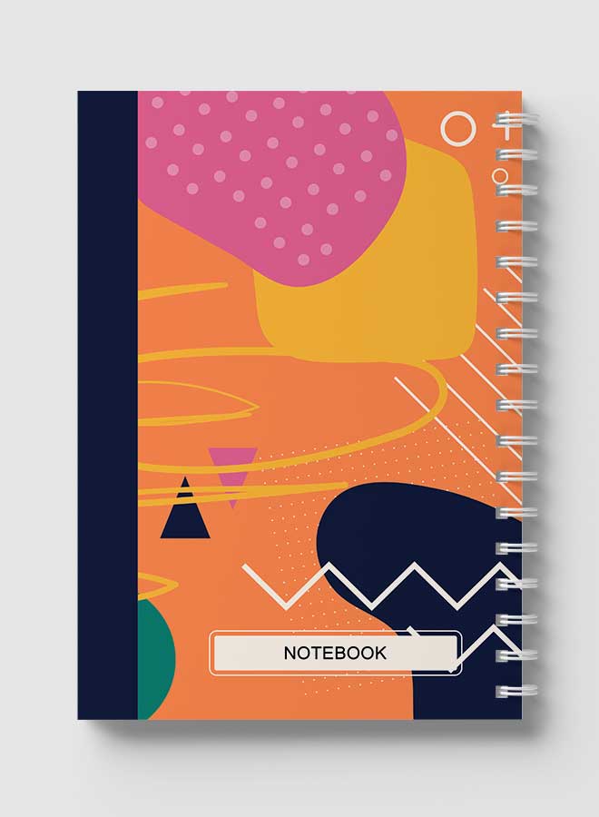 Lowha Spiral Notebook With 60 Sheets And Hard Paper Covers With Abstract Geometric Design, For Jotting Notes And Reminders, For Work, University, School