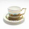 Tea Mug Saucer Set Gold Rim Modern Arabic Porcelain Coffee Cup With Spoon