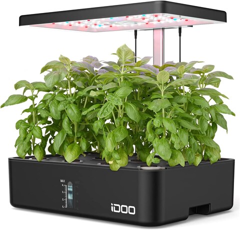 iDoo 12Pods Hydroponics Growing System, Indoor Herb Garden With LED Grow Light, Built-In Fan, Automatic Timer, Smart Garden Germination Kit, Adjustable Height Up To 11.3&quot; For Home &amp; Office