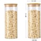 1CHASE&reg; 2 Pcs Glass Food Storage Jars Air Tight Borosilicate Kitchen Food Storage Container Set with Natural Bamboo Lids for Candy Cookie Rice Sugar Flour Pasta Nuts 1200 ML