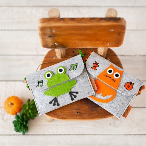 Milk&amp;Moo Cacha Frog Felt Fabric Shoulder Bag For Kids