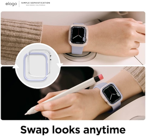 Elago Duo for Apple Watch Series 8/7 (45mm), Series 6/SE/5/4 (44mm) cover case - Clear Purple