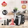 AFRA Meat Grinder, 1800w, 2kg Capacity, Aluminum Construction, Stainless Steel Cross Knife, food storage pusher, kibbeh &amp; sausage attachment, AF-1800MGBK, 2 Year Warranty