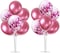 Party Time 2 Table Balloon Stand Kit 27.6&quot; Height Balloon Sticks Holder with 16pcs Chrome Pink Latex &amp; Confetti Balloons for Birthday Anniversary Wedding Party Bridal Baby Shower Decorations