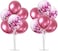 Party Time 2 Table Balloon Stand Kit 27.6" Height Balloon Sticks Holder with 16pcs Chrome Pink Latex &amp; Confetti Balloons for Birthday Anniversary Wedding Party Bridal Baby Shower Decorations