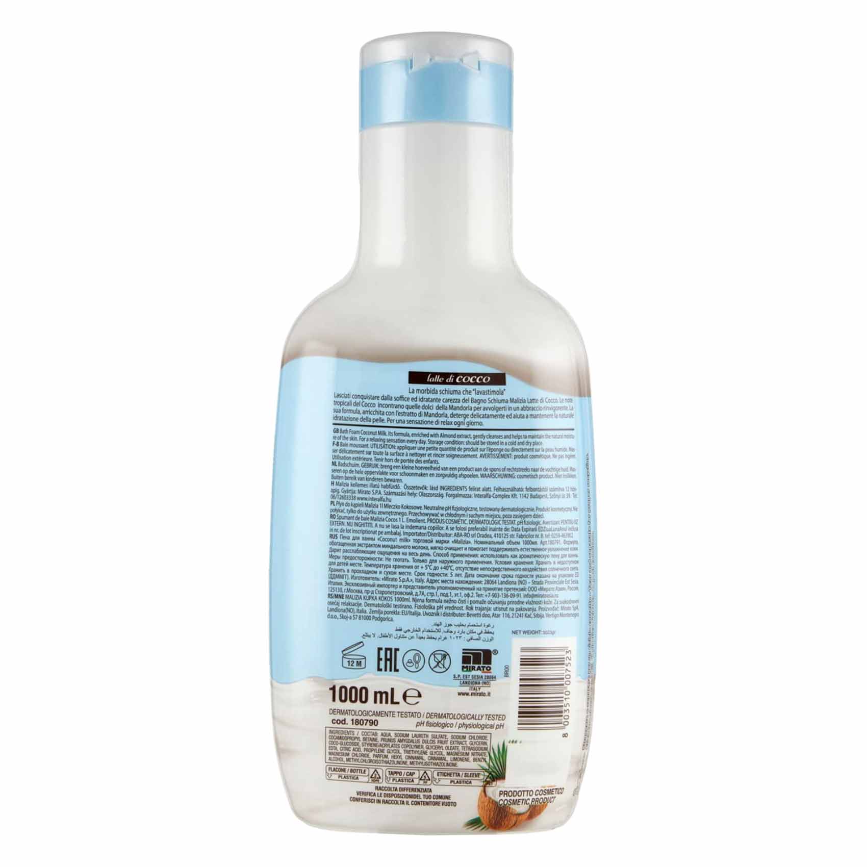 Malizia Shower Gel Coconut Milk Softening 1 Liter product thumbnail 2