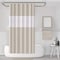 Extra Long Beige Shower Curtain, Bath Curtain with Mesh Window, 180 x 200 cm