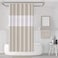 Extra Long Beige Shower Curtain, Bath Curtain with Mesh Window, 180 x 200 cm