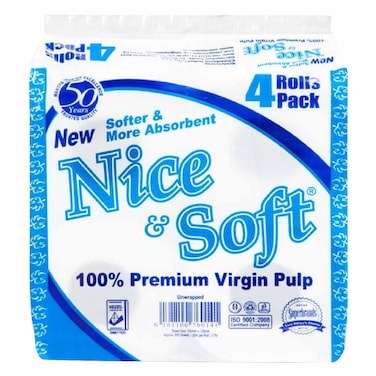 Nice &amp; Soft White Toilet Rolls 4 Pack