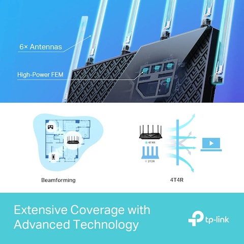 TP-Link Ax5400 Dual-Band Gigabit Wi-Fi 6 Router, WiFi Speed Up To 5400 Mbps, 4&times;Gbps Lan Ports, Connect 200+ Devices, Ideal For Gaming Xbox/PS4/Steam&amp;4K/8K, With OnemeshAnd Homeshield (Archer Ax73)