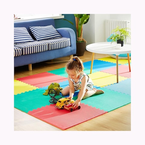 6-Piece Baby Play Mat Set   EVA Foam Kids Rug Puzzle 60x60x0.8cm - Multicolor