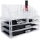 Uaejj Clear Acrylic Cosmetic Organizer Makeup Holder Display Jewelry Storage Case 4 Drawer For Lipstick Liner Brush Holder