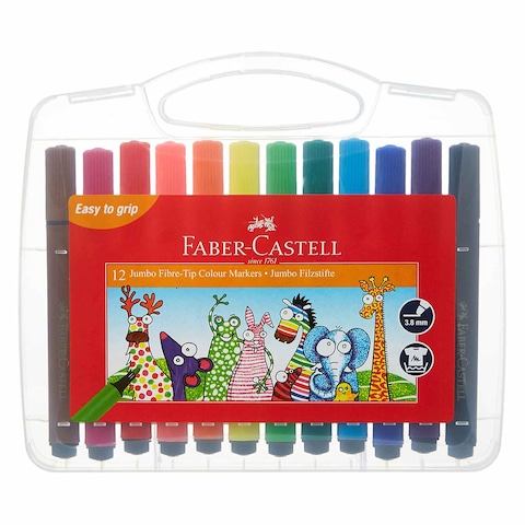 Faber Castell Jumbo Fibre Tip Color Markers 12 Colors Set