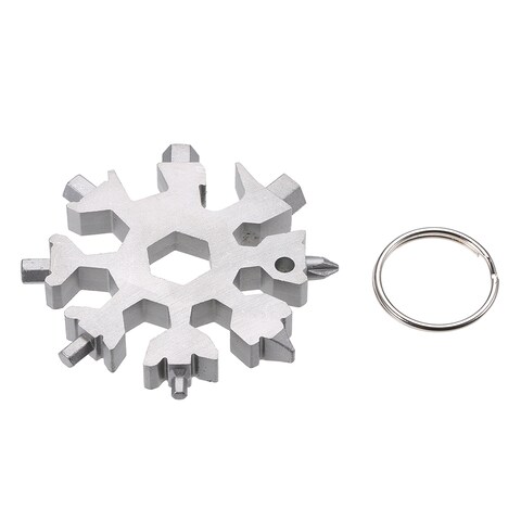 KKmoon-18 in 1 Snowflake Shaped Stainless Steel Multi-purpose Tool Card Compact Portable Multi-functional Screwdriver with Keychain