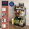 Uujuly 3-Tier Spice Rack, Metal Kitchen Spice Organizer, Large Standing Seasoning Rack Shelf Organizer With Utensil Cutting Board Knife Holder, Spice Shelving For Kitchen Countertop