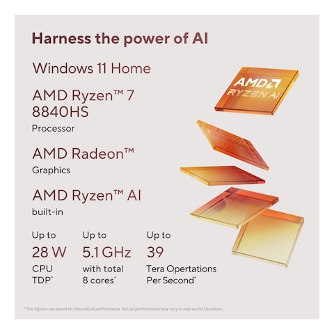 Asus Zenbook 14 OLED UM3406HA-OLEDR7W, AMD Ryzen 7 8840HS, 16GB RAM, 1TB SSD, 14-inch WUXGA OLED, Windows 11 Home, Jade Black, English/Arabic