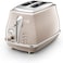 De'Longhi Icona Capitals Beige Vintage Style 2 Slice Toaster, 6 Browning Levels, 2 Extra Wide Bread Slots, Defrost And Reheat Functions, Removable Crumb Tray, Ctot2003.Bg