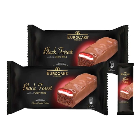 Eurocake Premium Black Forest Choco Coated Cake With Cherry Filling 150g Pack of 2