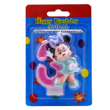 Birthday Candles Minnie Mouse Spiral 3 Years Pink