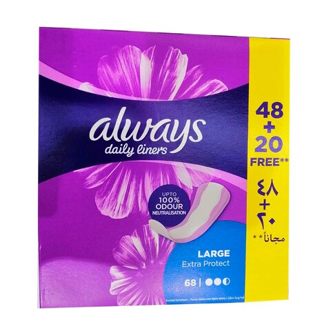 Always Panty Liners  Extra Protect Large 68&#39;s