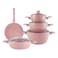 Farah Ceramic Cookware Set Pink 9 PCS