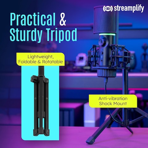 Streamplify MIC Microphone Tripod Inside, RGB, 2 Audio Modes
MIC-48-RGB-TP-BK

