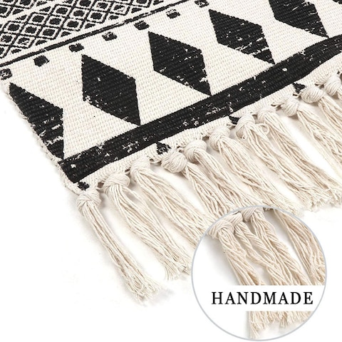 Ethnic Style Handwoven Tassel Carpet For Living Room Bedroom (Size 60&times;90CM)