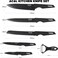 AC&amp;L Kitchen Knife Set [6 Pcs Set] Stainless Steel Kitchen Knives with Peeler, Non-stick Ripple Pattern Sharp Blades with Safe and Sturdy Handles for Slicing, Chopping, Cutting (Black)