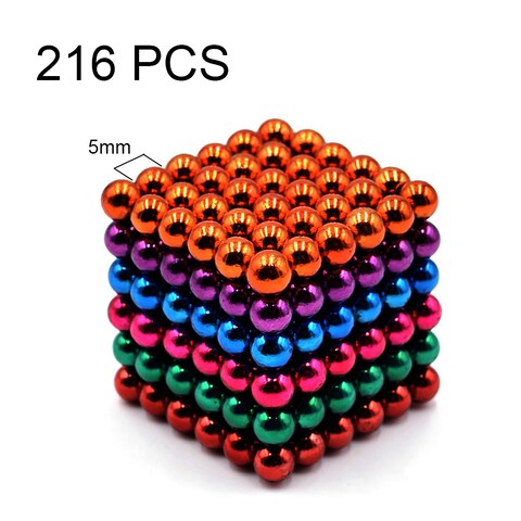 Ametoys, 5mm 216 Pcs 6 Colors Magnetic Balls Magnets Office Toy Magnetic Sculpture Backyballs Gift For Intellectual Development Stress Relief