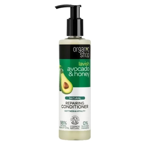 Buy Organic Shop Lavish Avocado And Honey Natural Repairing Conditioner White 280ml in UAE