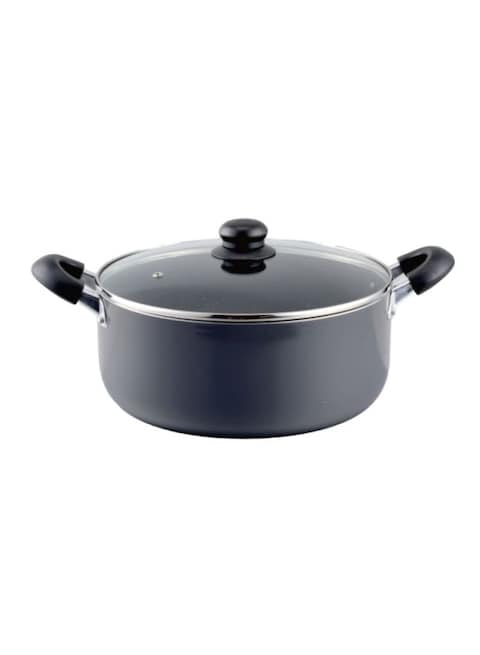 Delcasa Aluminum Casserole With Lid Black/Clear 24centimeter