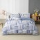 Luna Home Queen size 6 pieces, without filler, reversible blue geometric design.