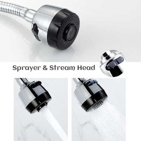 Wall Mounted Mixer Tap Kitchen Sink,2 Spray Modes Hot and Cold Water Tap,2 Hole Kitchen Faucet 360&deg; Swivel Spout,Single Lever Mixer Sink tap for Kitchen