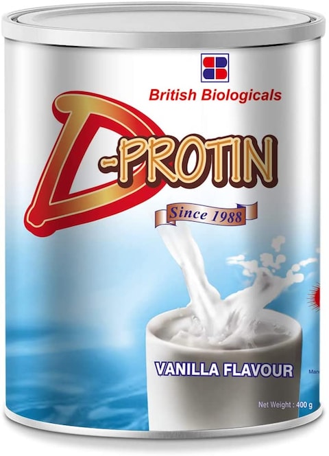 British Biologicals D-Protin  Healthy And Tasty Supplement For The Diabetic And Pre-Diabetic Person, High On Protein, Vanilla Flavor 400 Gm