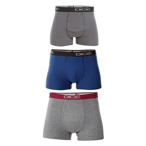 Dice Dm227 Stretch Plain Boxer For Men Large 3 Pieces