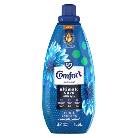 Comfort Concentrated Fabric Softener,  Iris &amp; Jasmine, for long-lasting fragrance,  1.5L