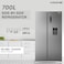 KROME 700 Liters Side By Side Refrigerator With Water Dispenser, Multi Air Flow, LED Display, Inverter Compressor, Door Alarm, No Frost Cooling System, Twist Ice Maker, Inox - KR-SBS 700WIM