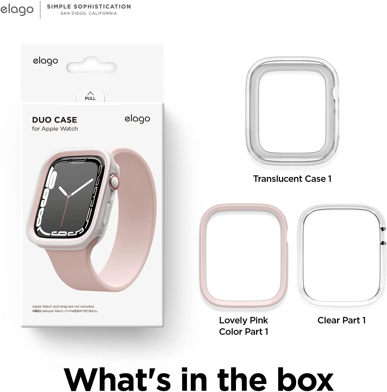 Elago Duo for Apple Watch Series 8/7 (41mm), Series 6/SE/5/4 (40mm) cover case - Clear Lovely Pink