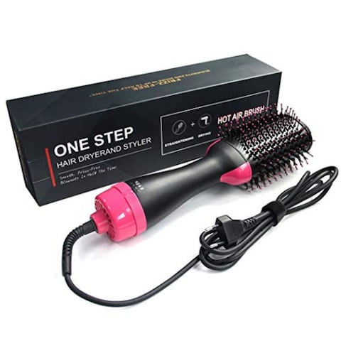 Aiung Hot Air Brush One Step Hair Brush Dryer and Styler 3 IN 1 Electric Negative Ion Hair Dryers Curler and Straightener in One Black Red Online Carrefour UAE