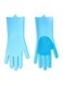 Generic Magic Silicone Gloves With Wash Scrubber Blue 13.6 x 6.1inch